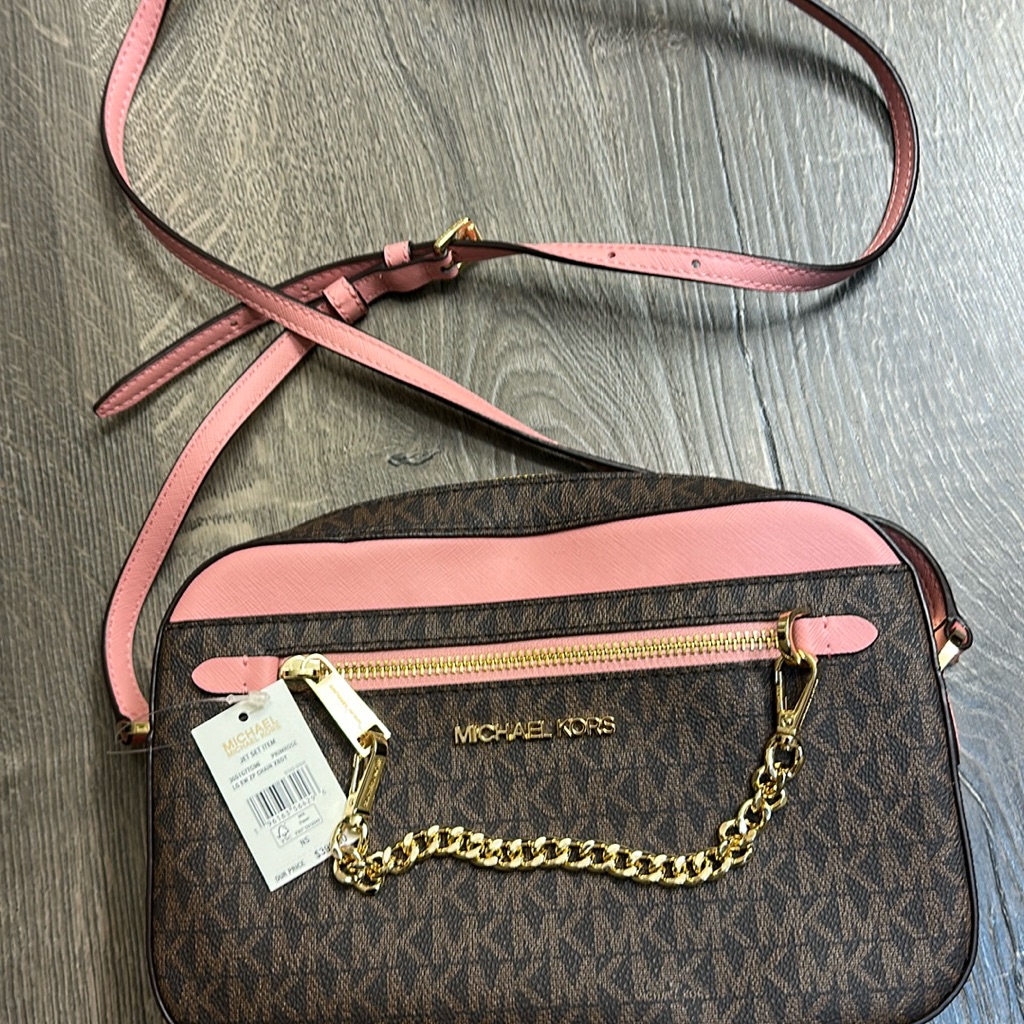 Michael Kors Brown And Pink Crossbody Bag, Never Been Used